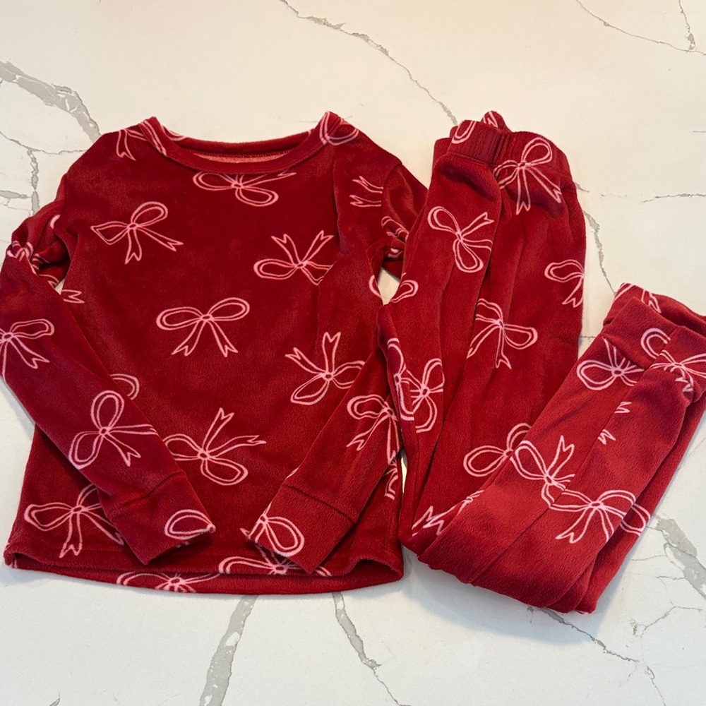 Cat & Jack Red Pajama Set with Pink Bows